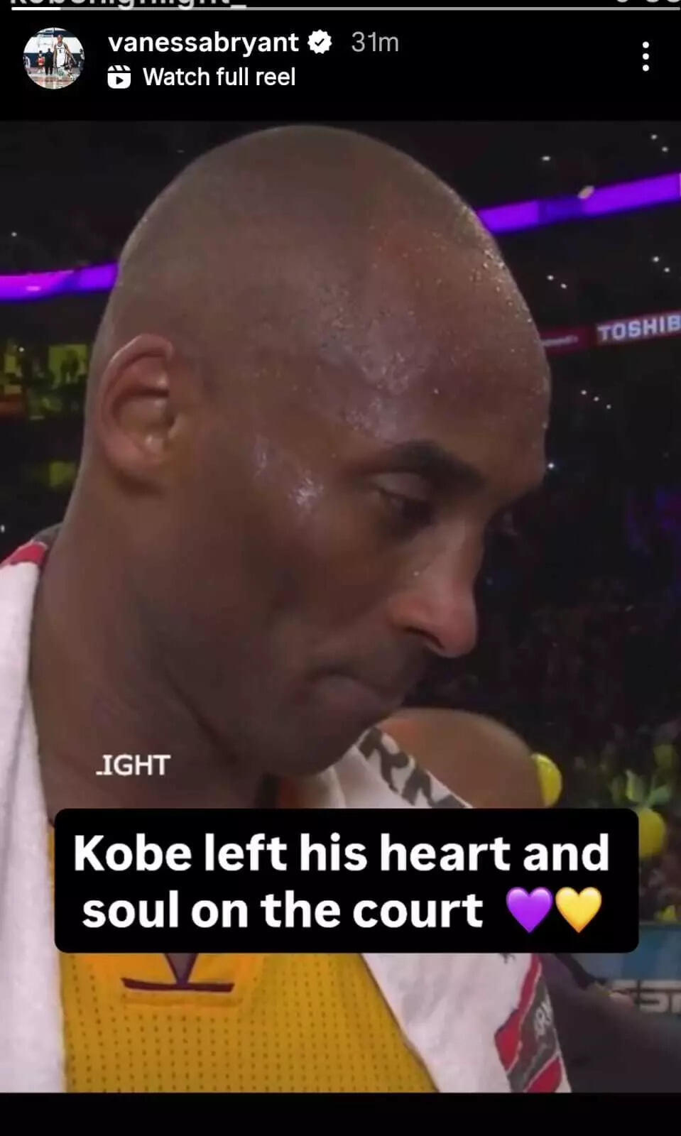 Vanessa Bryant's Instagram story Vanessa Bryant's Instagram story