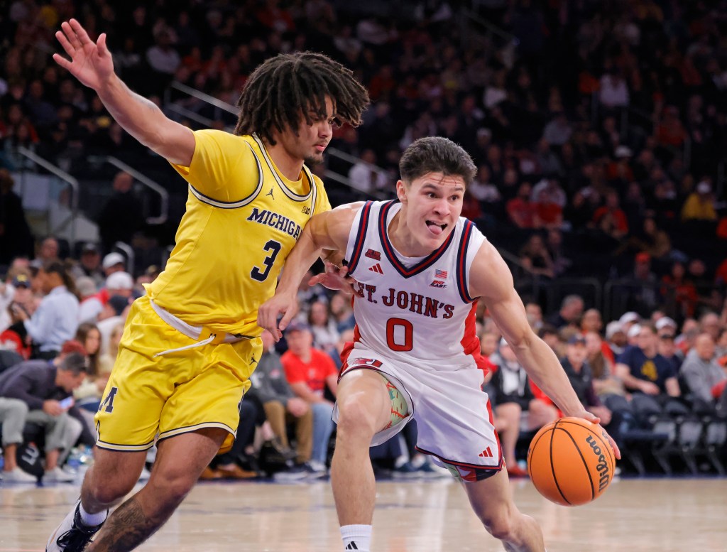 Dylan Darling (0) during the first half when the St. John's Red Storm played the Michigan Wolverines Saturday, October 25, 2025 at Madison Square Garden in Manhattan, NY. 