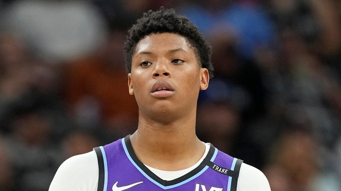 Oct 10, 2025; San Antonio, Texas, USA; Utah Jazz guard Ace Bailey (19) during the first half against the San Antonio Spurs at Frost Bank Center. Mandatory Credit: Scott Wachter-Imagn Images