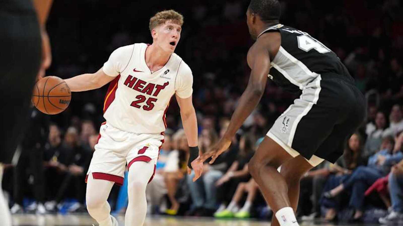 Miami Heat rookie Kasparas Jakučionis exited tonight’s game with injury