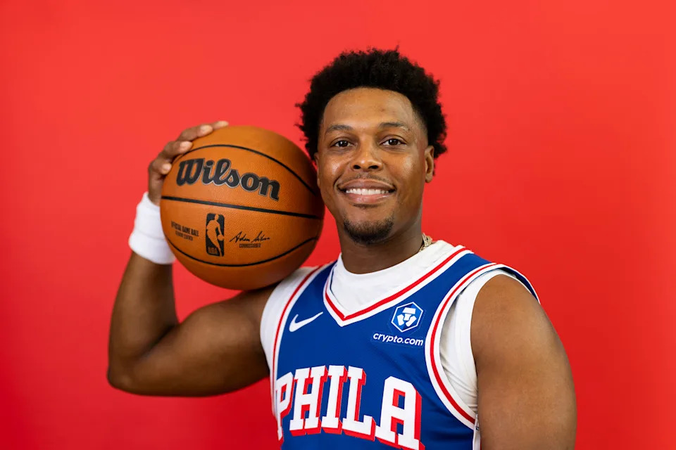 CAMDEN, NEW JERSEY - SEPTEMBER 26: Kyle Lowry #7 of the Philadelphia 76ers poses for a portrait during media day at 76ers Training Complex on September 26, 2025 in Camden, New Jersey. (Photo by Emilee Chinn/Getty Images)