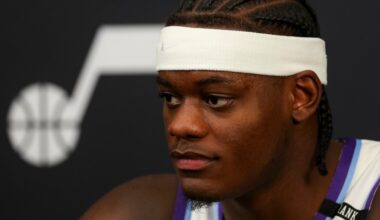 Utah Jazz forward Taylor Hendricks (0)