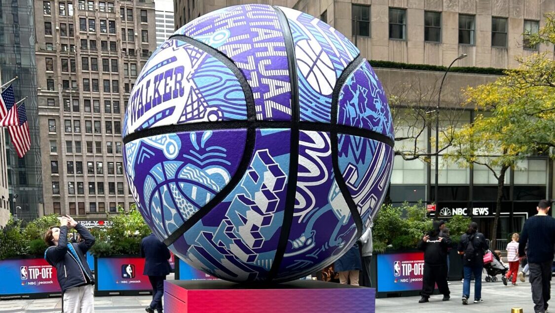 This Utah Jazz ball debuted at New York City's Rockefeller Center as part of a special NBA Tip-Off ...