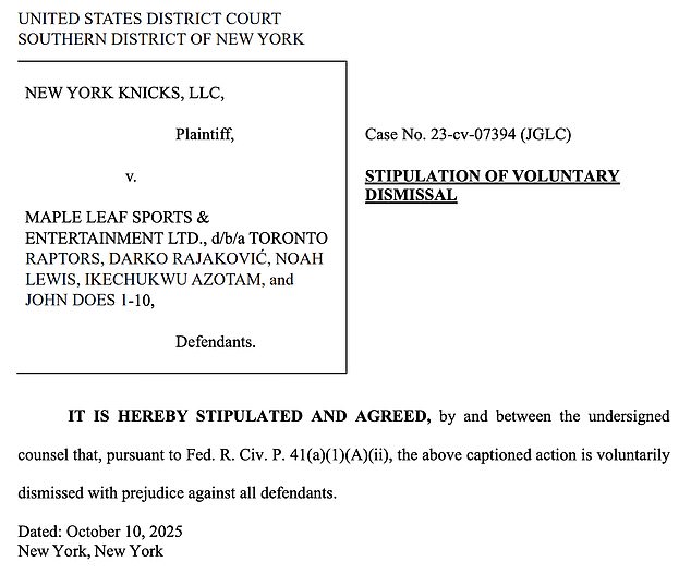 The two teams decided to dismiss the legal battle 'with prejudice' in federal court