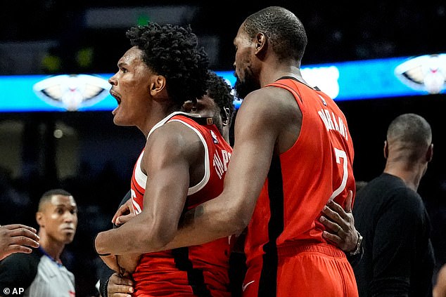 Thompson had to be dragged away by teammate Kevin Durant after the fracas in Birmingham