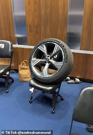 The tire was left on his chair in the locker room