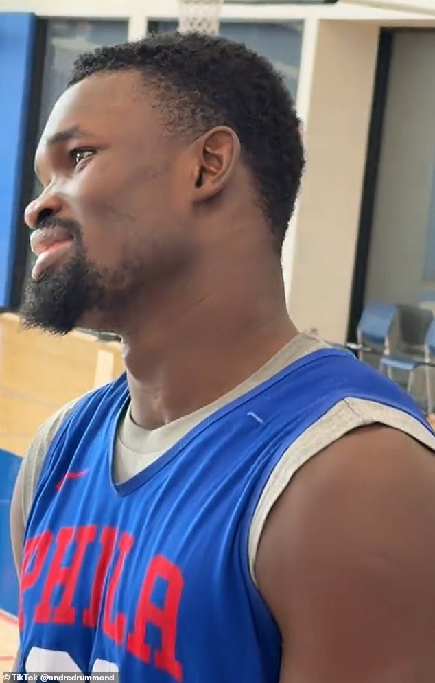 The Nigerian-born big man was visibly dismayed when being recorded at practice