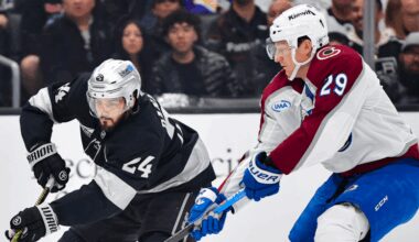 MacKinnon breaks Avalanche points record in season-opening win over Kings