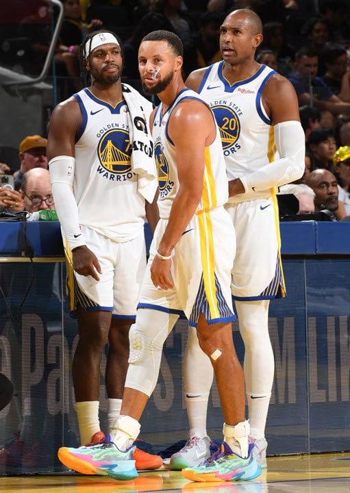 Buddy Hield, Steph Curry, Al Horford