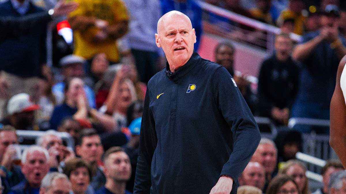 Pacers head coach Rick Carlisle in the first half against the Oklahoma City Thunder at Gainbridge Fieldhouse