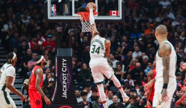 Antetokounmpo has 31 points and 20 rebounds in the Bucks' victory over the Raptors