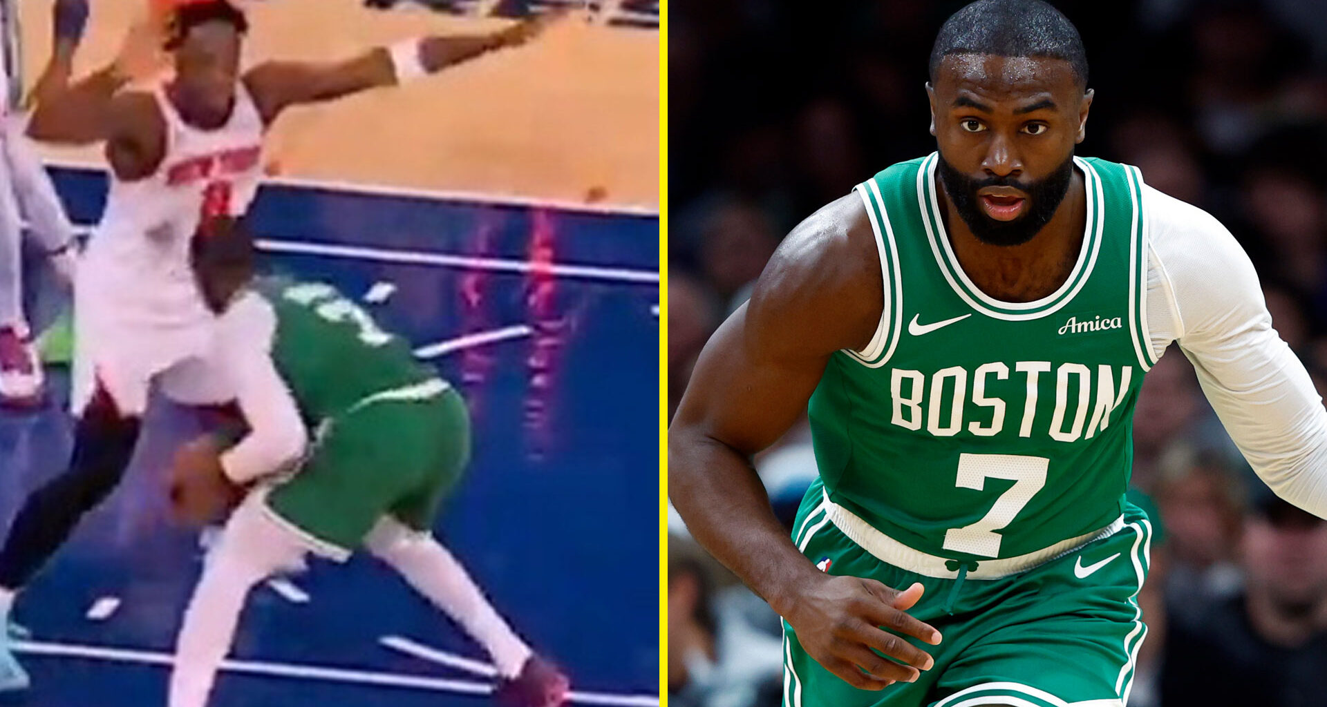 Boston Celtics star Jaylen Brown appears to suffer awkward hairline gaffe vs Knicks