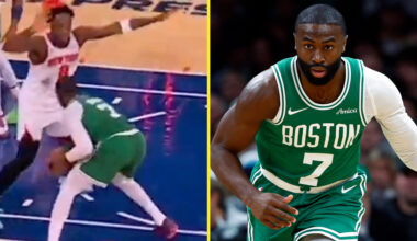 Boston Celtics star Jaylen Brown appears to suffer awkward hairline gaffe vs Knicks