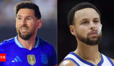 Lionel Messi honors Stephen Curry as Golden State Warriors celebrate football legend proudly holding No 30 jersey | NBA News