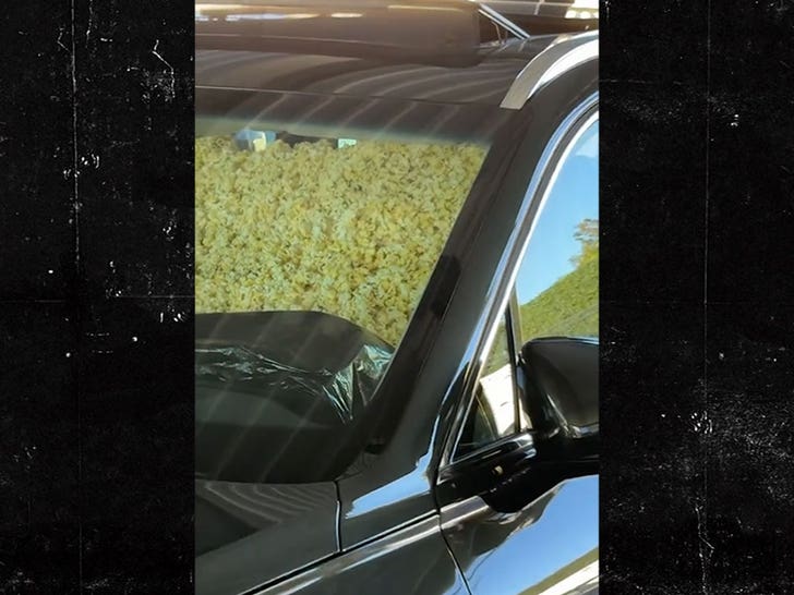 Adem Bona's car filled with popcorn