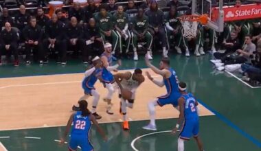 Giannis Antetokounmpo Scores Ridiculous Bucket While Being Swarmed By Four OKC Defenders [VIDEO]