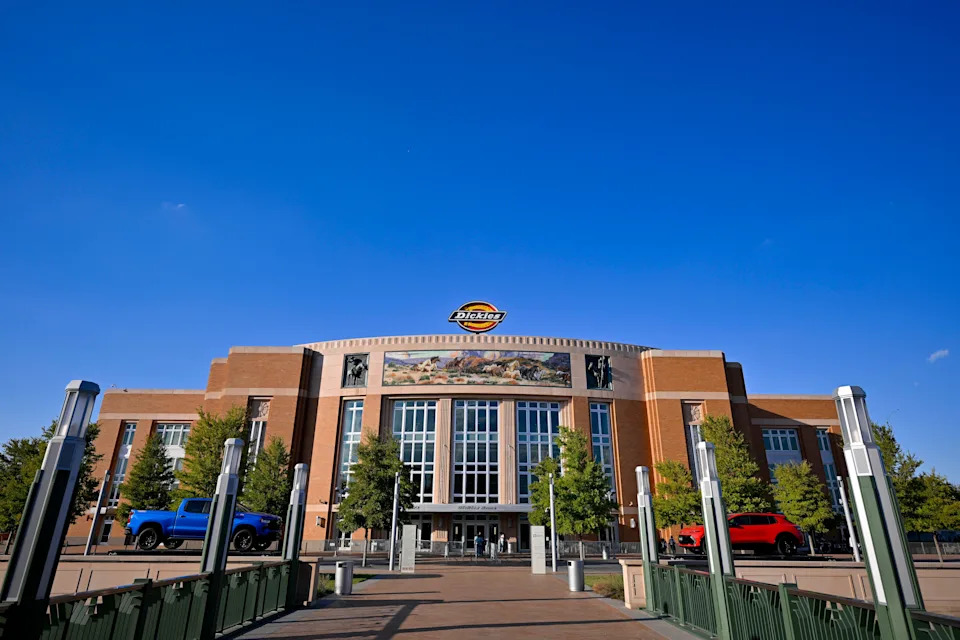 Oct 6, 2025; Fort Worth, Texas, USA; A view of the arena before the game between the Dallas Mavericks and the Oklahoma City Thunder at Dickie's Arena. Mandatory Credit: Jerome Miron-Imagn Images