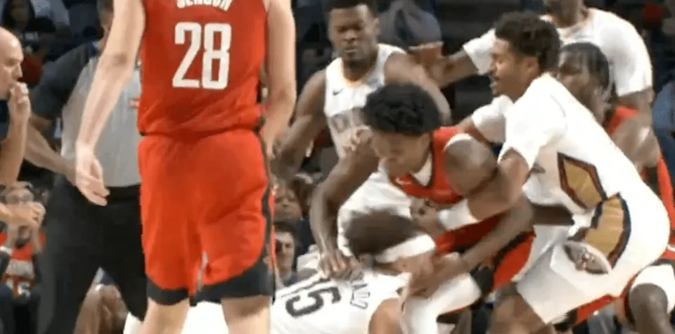 Amen Thompson and Jose Alvarado got into a preseason scuffle.