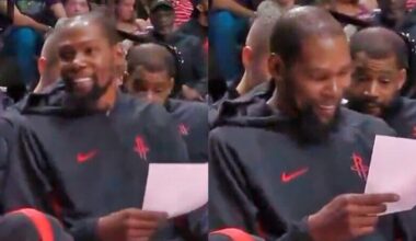 Kevin Durant Was All Smiles As Cameras Captured Him Looking At The Rockets’ Box Score [VIDEO]