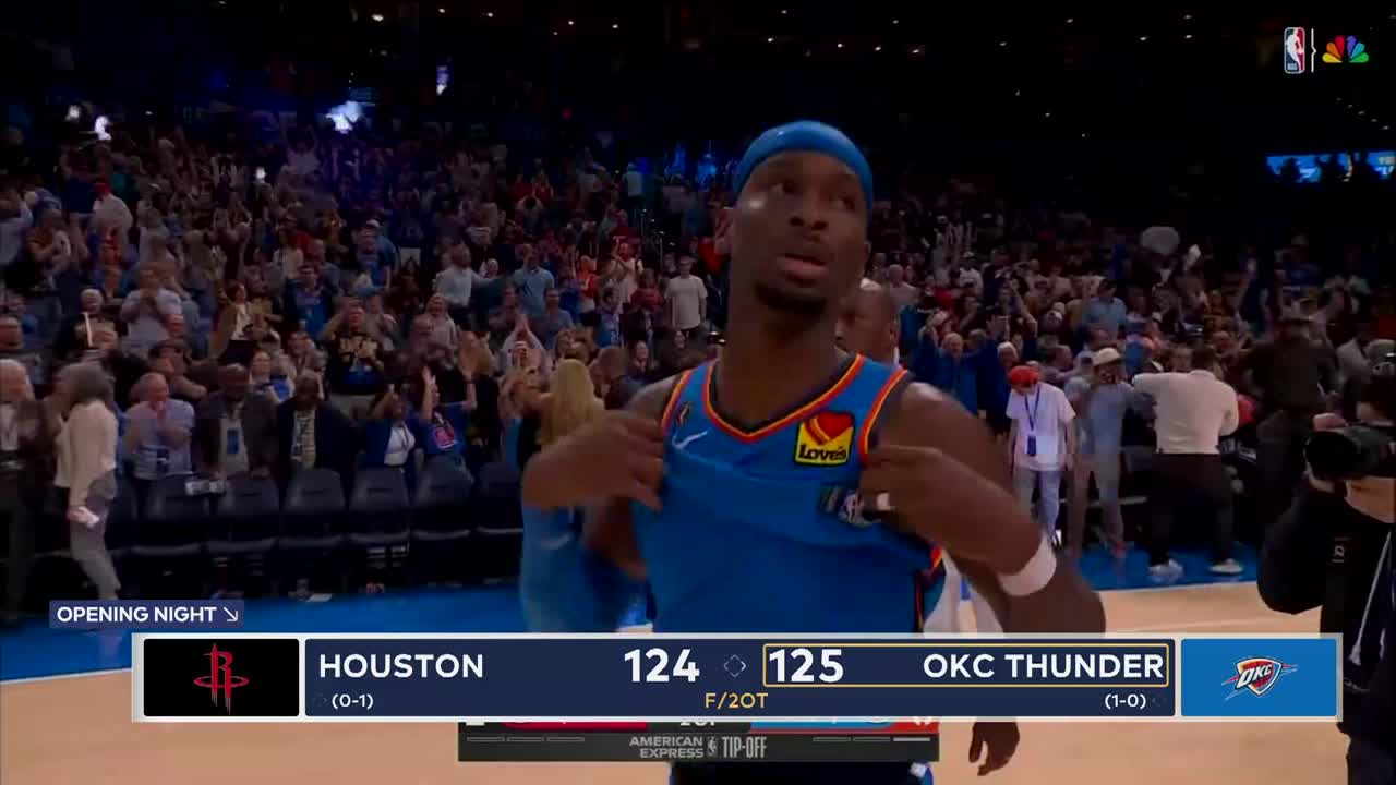 Thunder Raise the Banner, Outlast Durant and Rockets in Double Overtime Classic