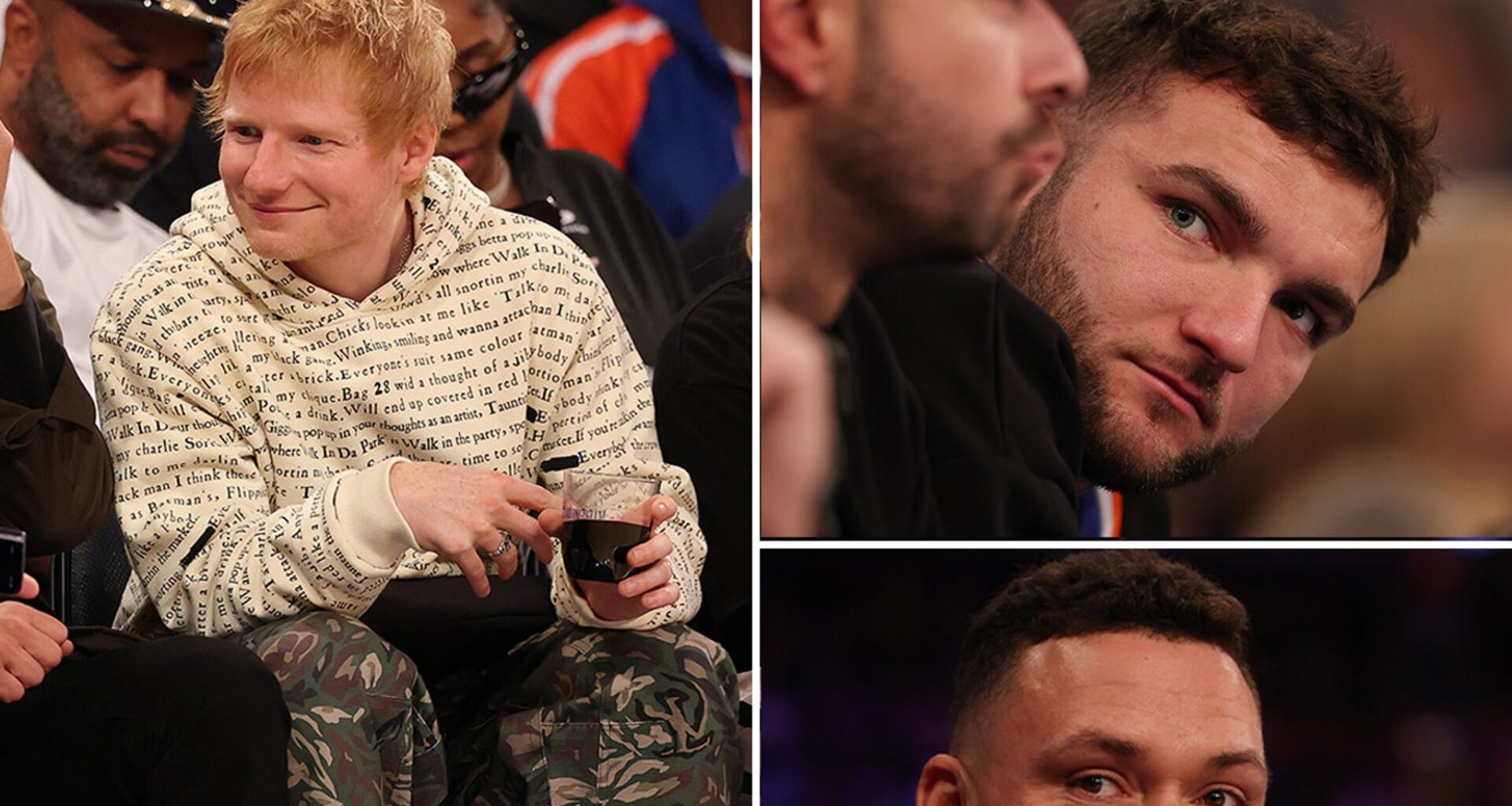 Aaron Judge, Cam Skattebo, Ed Sheeran Sit Courtside At Cavs-Knicks Opener