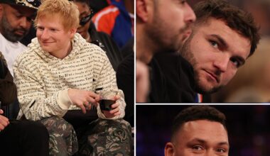 Aaron Judge, Cam Skattebo, Ed Sheeran Sit Courtside At Cavs-Knicks Opener