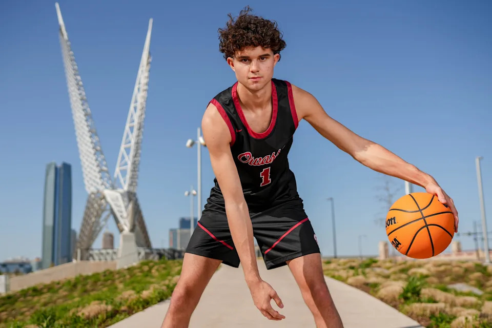 Owasso’s Jalen Montonati is pictured as part of The Oklahoman’s Super 5 at Scissortail Park in Oklahoma City on Monday, April 7, 2025.