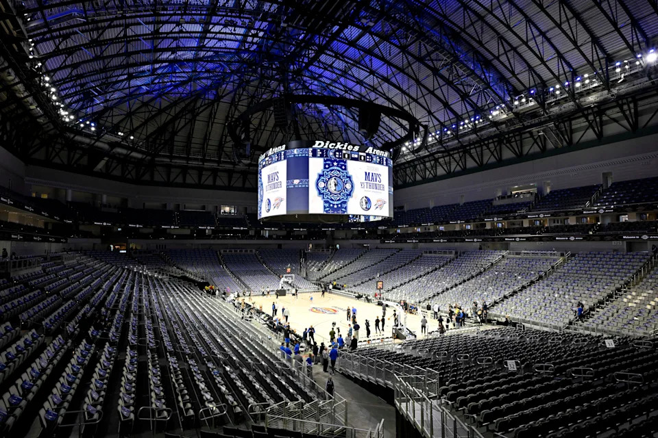 Oct 6, 2025; Fort Worth, Texas, USA; A view of the arena before the game between the Dallas Mavericks and the Oklahoma City Thunder at Dickie's Arena. Mandatory Credit: Jerome Miron-Imagn Images