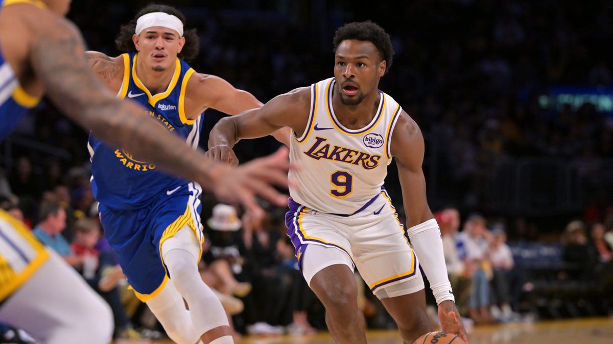 Bronny James points tonight, Lakers-Warriors preseason stats