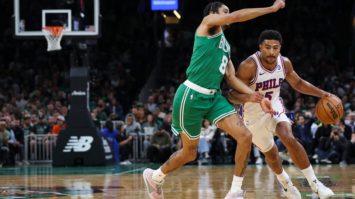Quentin Grimes talks 3-guard lineups used in Sixers' win over Celtics