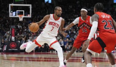 Led by Kevin Durant, Rockets rout Raptors and become NBA’s top offense