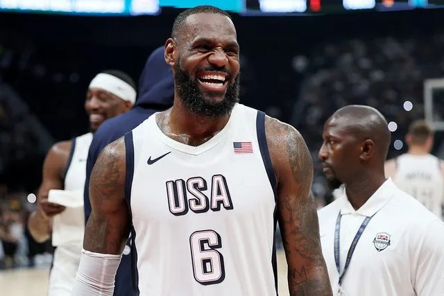 Christopher Pike/Getty LeBron James in July 2024