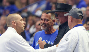 Kentucky Basketball head coach Mark Pope at the Blue-White Game - Dr. Michael Huang, Kentucky Sports Radio