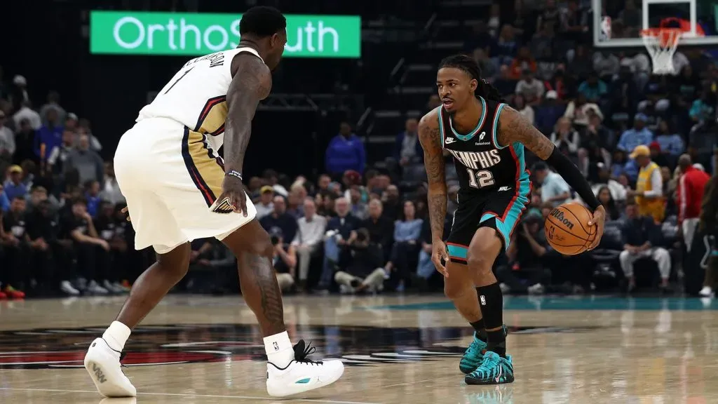 Ja Morant during the first game of the season against the Pelicans. (Getty Images)