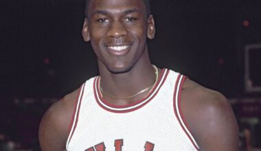 Michael Jordan — wearing his Bulls No. 23 jersey — scores 16 points in his NBA debut