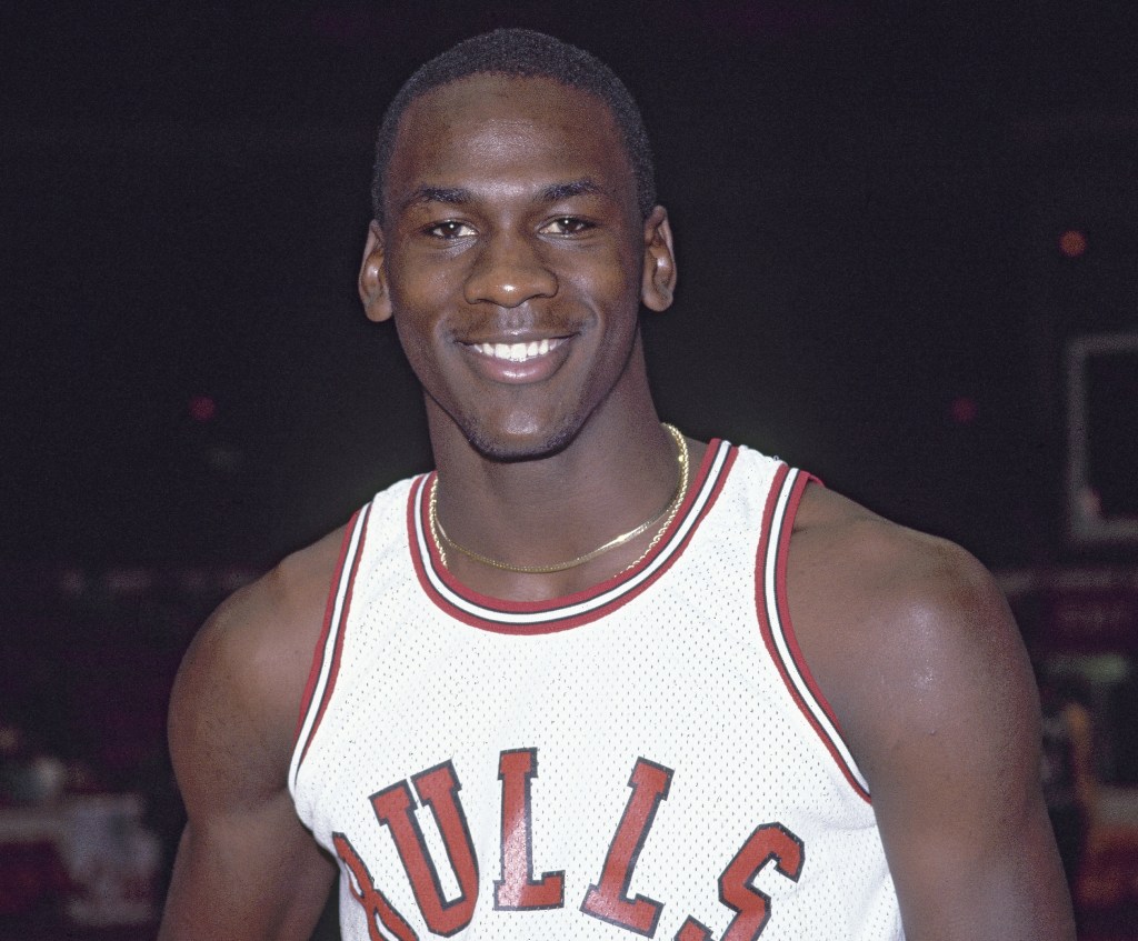 Michael Jordan — wearing his Bulls No. 23 jersey — scores 16 points in his NBA debut