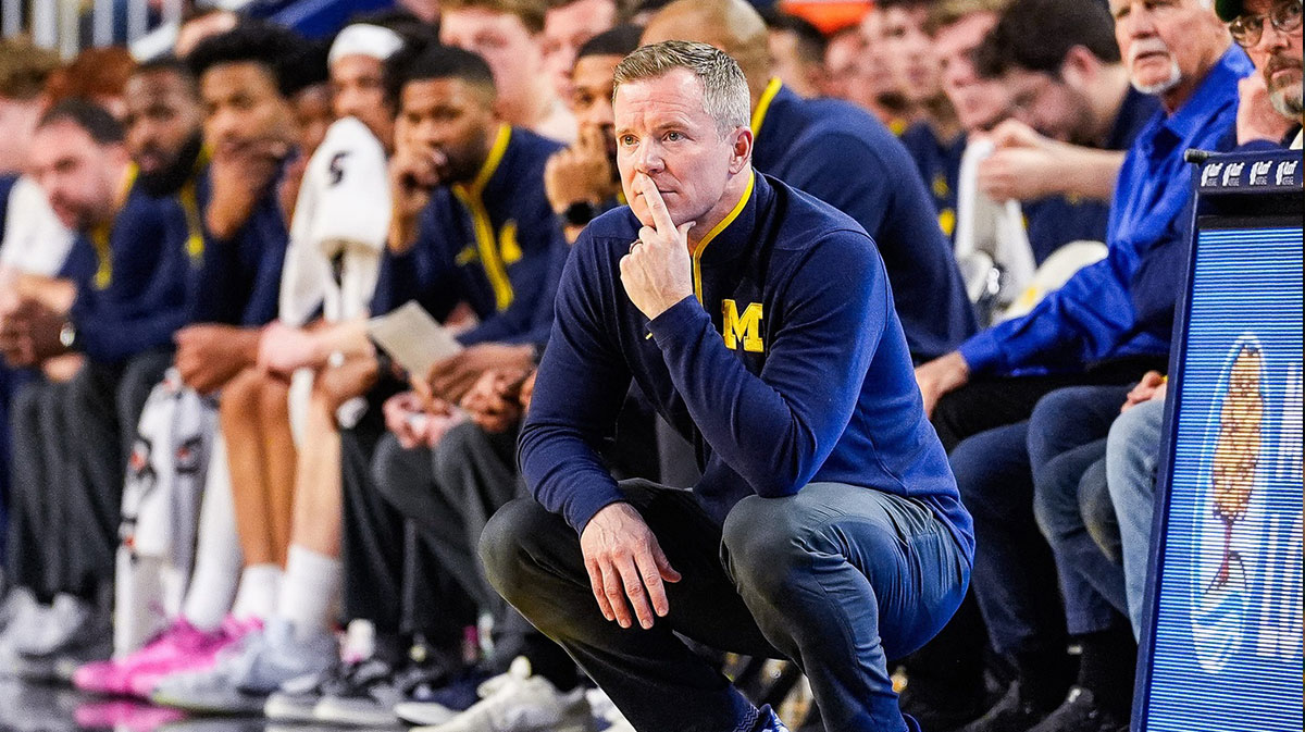 Michigan head coach Dusty May watches a play against Maryland during the first half at Crisler Center in Ann Arbor on Wednesday, March 5, 2025.