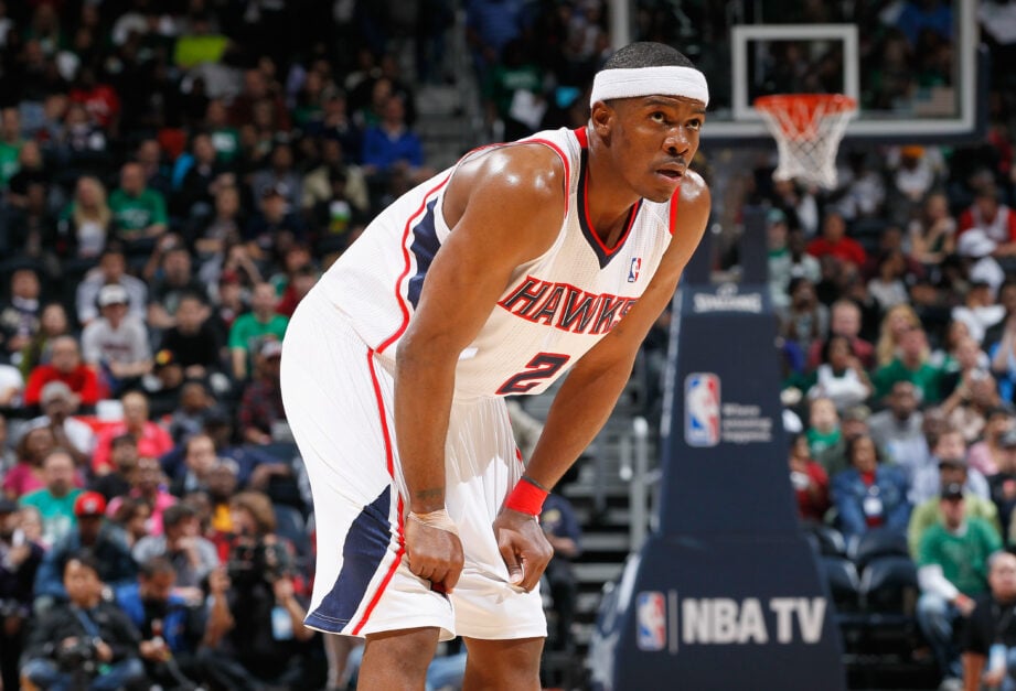Joe Johnson #2 of the Atlanta Hawks against the Boston Celtics at Philips Arena.