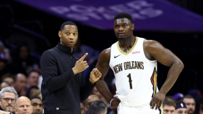 Pelicans coach Willie Green and forward Zion Williamson