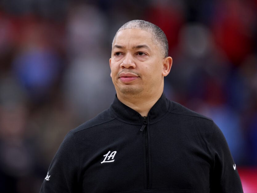 Head coach Tyronn Lue of the LA Clippers during the first half against the Golden State Warriors at Intuit Dome.