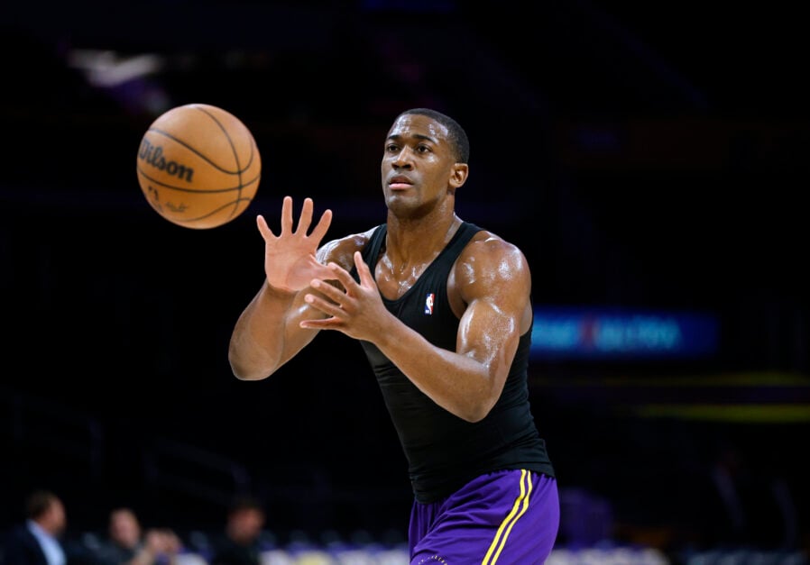 New York Knicks player Trey Jemison during his time playing for the LA Lakers.