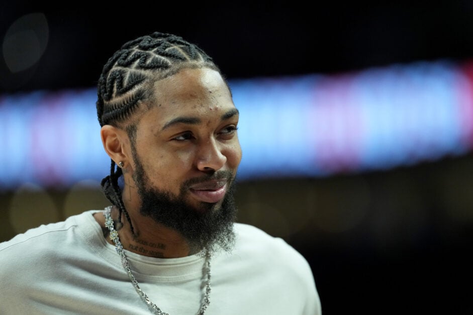 Brandon Ingram #3 of the Toronto Raptors looks on during the second half against the Portland Trail Blazers.