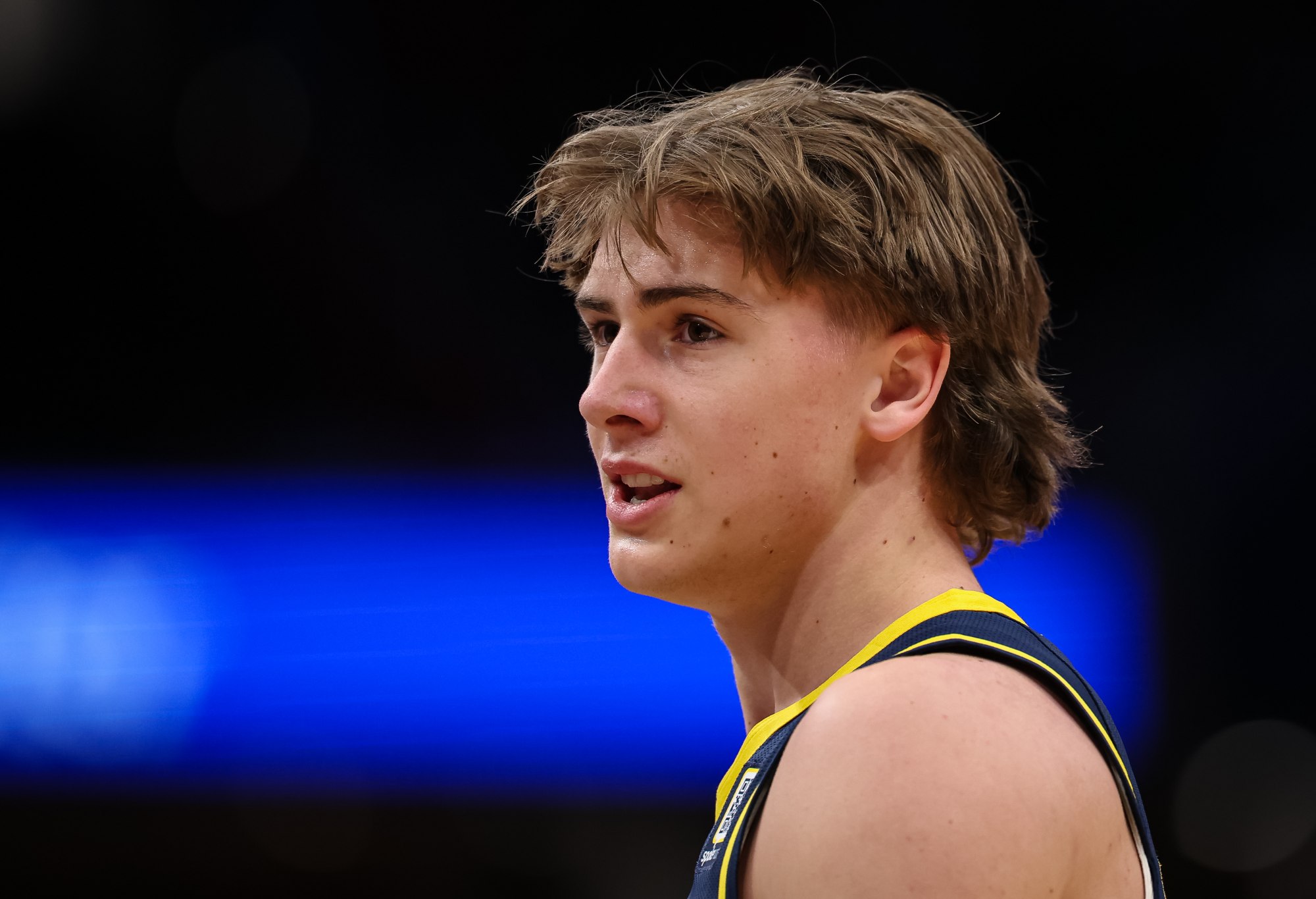 WASHINGTON, DC - MARCH 27: Johnny Furphy #12 of the Indiana Pacers looks on against the Washington Wizards during the second half at Capital One Arena on March 27, 2025 in Washington, DC. NOTE TO USER: User expressly acknowledges and agrees that, by downloading and or using this photograph, User is consenting to the terms and conditions of the Getty Images License Agreement. (Photo by Scott Taetsch/Getty Images)