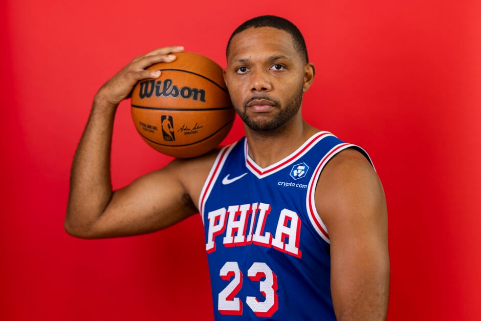 Eric Gordon #23 of the Philadelphia 76ers poses for a portrait during media day at 76ers Training Complex.