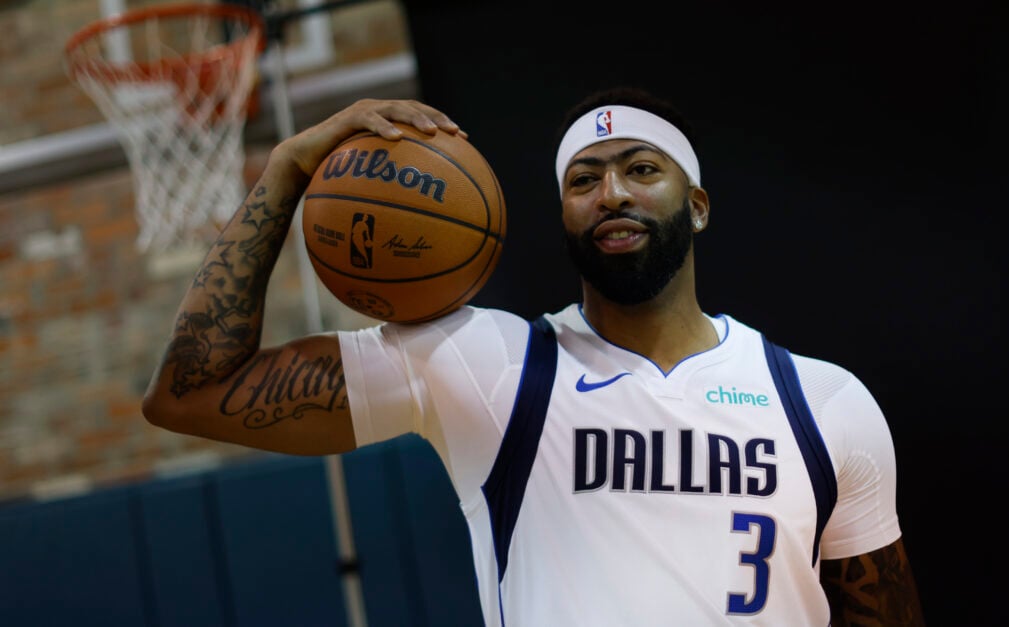 Anthony Davis #3 of the Dallas Mavericks poses for a photo during Dallas Mavericks media day at American Airlines Center.