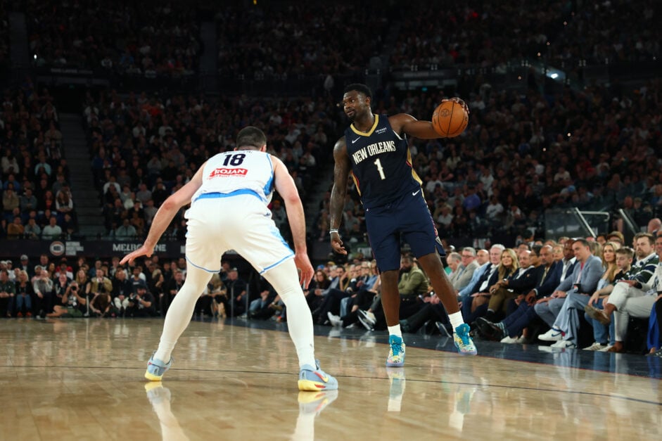 Zion Williamson playing for New Orleans Pelicans v Melbourne United