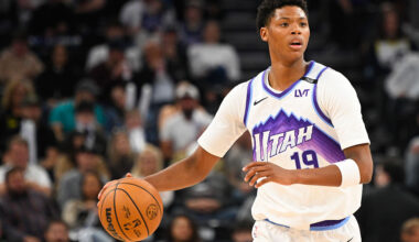 SALT LAKE CITY, UTAH - OCTOBER 13: Ace Bailey #19 of the Utah Jazz in action during the first half of a preseason game against the Dallas Mavericks on October 13, 2025 at Delta Center in Salt Lake City, Utah. NOTE TO USER: User expressly acknowledges and agrees that, by downloading and or using this photograph, User is consenting to the terms and conditions of the Getty Images License Agreement. (Photo by Alex Goodlett/Getty Images)