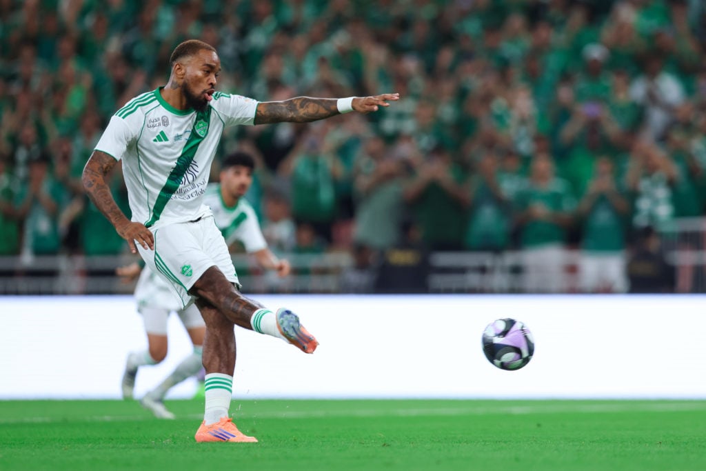 Ivan Toney scores a trademark penalty for Al Ahli against Al Shabab in the Saudi Pro League