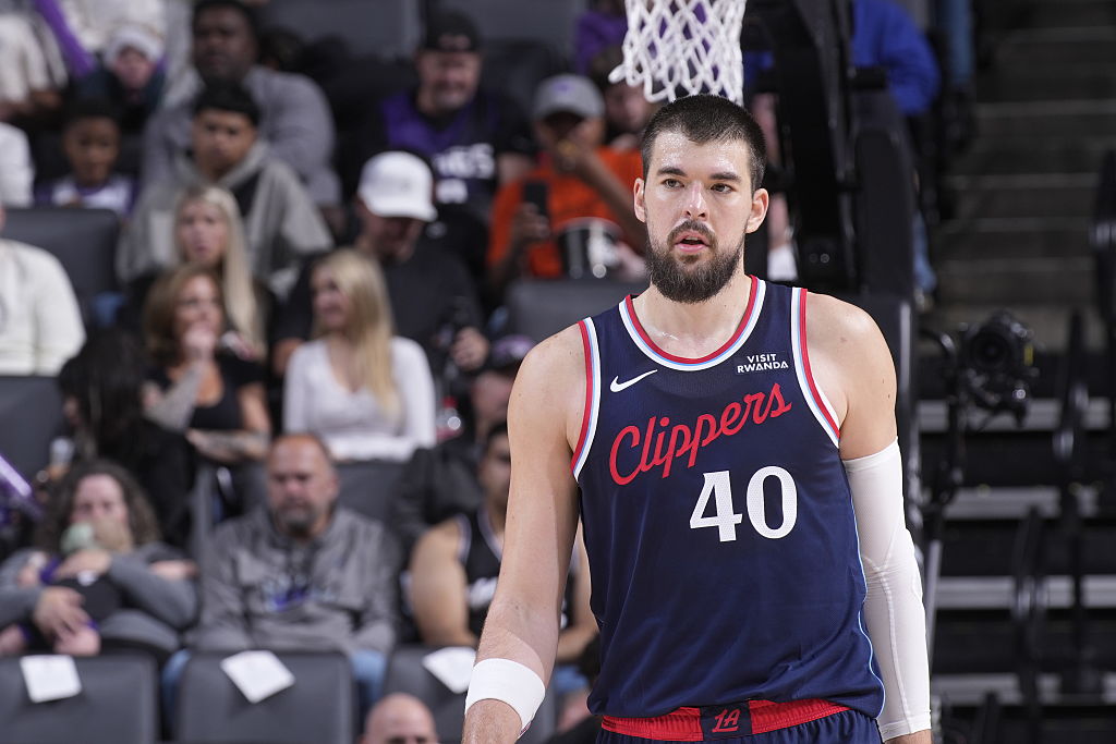 SACRAMENTO, CA - OCTOBER 15: Ivica Zubac #40 of the Los Angeles Clippers looks on during the game against the Sacramento Kings during a NBA Preseason game on October 15, 2025 at Golden 1 Center in Sacramento, California. NOTE TO USER: User expressly acknowledges and agrees that, by downloading and or using this photograph, User is consenting to the terms and conditions of the Getty Images Agreement. Mandatory Copyright Notice: Copyright 2025 NBAE (Photo by Rocky Widner/NBAE via Getty Images)