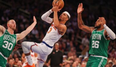 Josh Hart grabs 14 rebounds in Knicks debut after injury scare